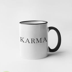 karma mug with color inside, black and white coffee mug, karma coffee mug,meditation mug,coffee lover,inspirational mug,