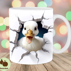 3d baby duck mug wrap, 11oz and 15oz mug template, hole in a wall mug sublimation design, mug wrap template, instant dig