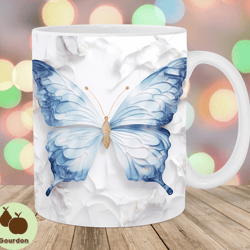 3d butterfly marble mug wrap, 11oz and 15oz mug template, mug sublimation design, mug wrap template, instant digital dow