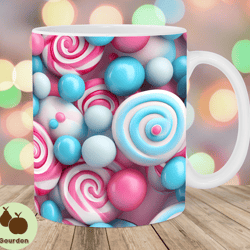 3d candy mug wrap, 11oz and 15oz mug template, christmas mug sublimation design, mug wrap template, instant digital down