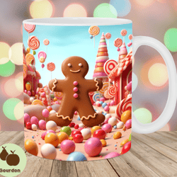 3d gingerbread man mug wrap, 11oz  15oz mug template, christmas mug sublimation design, candy mug template, instant digi