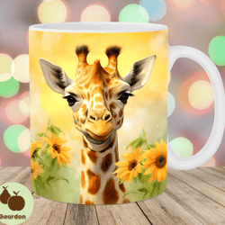 baby giraffe mug wrap, 11oz 15oz mug template, mug sublimation design, sunflowers mug wrap template, instant digital do