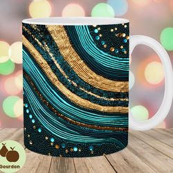 green gold sequin abstract mug wrap, 11oz and 15oz mug template, mug sublimation design, mug wrap template, instant digi