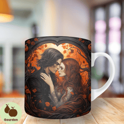 3d halloween love pumpkin tree mug wrap, 11oz and 15oz mug template, mug sublimation design, mug wrap template, instant