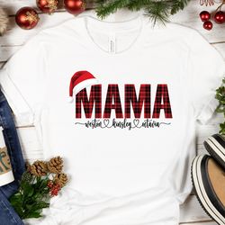 christmas mama shirt with kids names, buffalo plaid personalized mama shirt, mother gift for christmas,merry mom