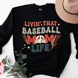 livin that baseball mom life sweat, game day mom baseball sweat, ball game sweat, mama baseball match night sweat, baseb