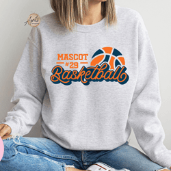 custom basketball mascot sweatshirt or hoodie, basketball sweatshirt, senior basketball hoodie, oversized sweatshirt, ba