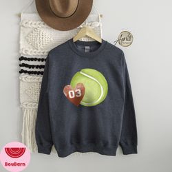 tennis custom number sweatshirt or hoodie, tennis sweatshirt, tennis hoodie, personalized sweatshirt, personalized hoodi