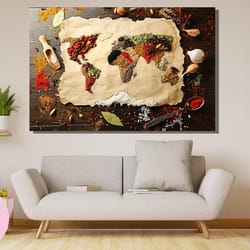kitchen world map spice canvas wall art ,kitchen wall decor,spice canvas wall art print,modern wall art,large wall art,r