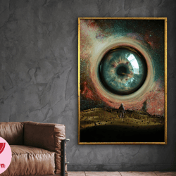galaxy in the eye of the beholder, cool universe space art, cool wall art, wall art canvas design, framed canvas ready t