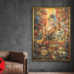 buddha wall art, patna hindu wall decor, yoga studio, meditation deco, om sign, spiritual crafts, chakra art, zen art, f