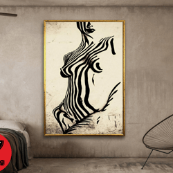 female body naked wall art, woman body naked wall decor, minimalist line art gift, nude female wall art, canvas design,