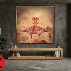 flamingo canvas wall art, animal wall art, pink flamingo wall print, animal poster, wall art canvas design, framed canva