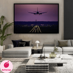 airplane canvas wall art , airport canvas painting , evening lights canvas, landscape canvas print , modern home decor ,