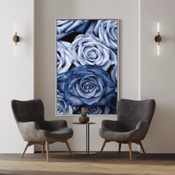 blue roses canvas print art, light blue roses canvas print art, bouquets of light blue and dark blue roses canvas wall d