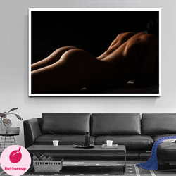 nude canvas art, sexy girl body decor, sexy wall print, female print, erotic nudity wall art, erotic nude art, woman sil