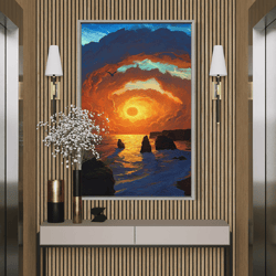 sun in the clouds canvas print art, sea clouds and the harmony of the sun canvas home decor, landscape canvas decor gift