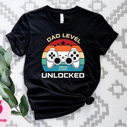 dad level unlocked shirt, dad classic retro shirt, video games mens tee, husband gift for him tee, gamer dad gift shirt,