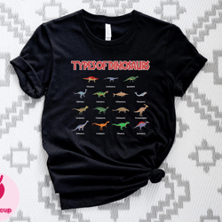 dinosaur shirt, types of dinosaurs shirt, funny dino tshirt, gift for trex lover shirt, school party outfit tee