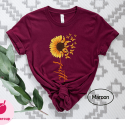 sunflower faith shirt, faith gift shirt, sunflower butterfly shirt, butterfly faith shirt, religious gifts tee, sunflowe