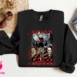 horror characters sweatshirt, just a girl who loves horror movies shirt, halloween horror characters shirt, friends hall