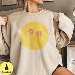 hippie vibes cute face shirt, retro cute face shirt, happy face shirt, happy shirt, gift for women