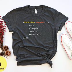 eat sleep code repeat tshirt, coder shirt, programmer shirt, software engineer seo gift tee