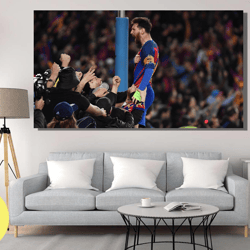 lionel messi canvas wall art, lionel messi poster, football canvas, lionel messi barcelona canvas, men cave decor,ready