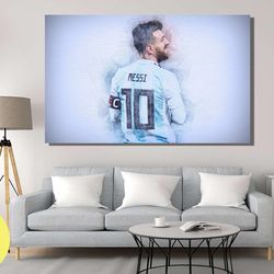 lionel messi canvas wall art, lionel messi poster, football canvas, lionel messi barcelona print, messi fan gift, ready