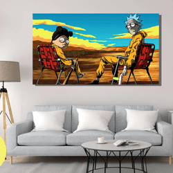 rick and morty canvas wall art, movie canvas, room decor, rick and morty poster, gift for kids room, ready to hang
