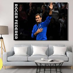roger federer canvas wall art, roger federer poster, tennis wall art decor, roger federer print art ,gift for tennis pla
