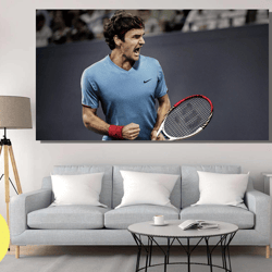 roger federer poster,tennis print wall art,roger federer canvas,motivation art,sports room art,gift for tennis player,te