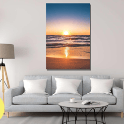 sunrise ocean canvas wall art, sunrise poster, landscape canvas, sunrise print art, gift for home, ocean poster, ready t
