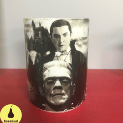 8 universial classic monster movie posters on 15oz mug