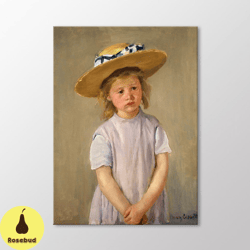 child in a straw hat by mary cassatt canvas wall art