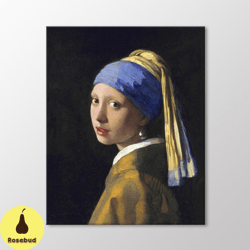girl with a pearl earring canvas wall art, pearl earring girl art print, johannes vermeer paintings, vintage wall decora