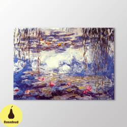 monet water lilies canvas wall art, claude monet print, impressionist landscape paintings, garden flower print, canvas r