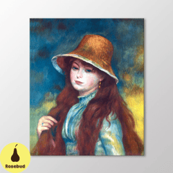 straw hat girl, 1884 by pierre auguste renoir canvas wall art