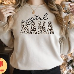 girl mama leopard sweatshirt, girl mama leopard hoodie, girl mom sweatshirt, mama girl sweatshirt, mom of girls sweatshi