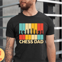 chees pieces dad shirt, retro check mate game daddy tshirt, gift for check mate game lover dad, chess players dada tee,