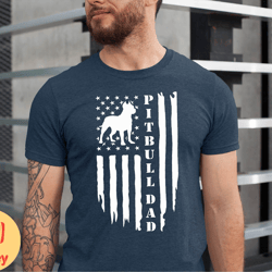 pitbull dad shirt, dog owner men gift tee, pitbull dog father tshirt, pitbull dad usa flag shirt, pitbull lover tee, men