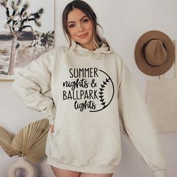 summer nights ballpark lights hoodie, baseball hoodie, baseball game hoodie, ballpark hoodie, summer nights hoodie, base
