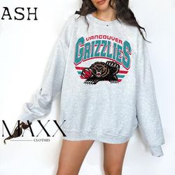 vintage vancouver grizzlies crewneck sweatshirt, nba basketball graphic tee, vancouver grizzlies logo shirt
