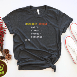 eat sleep code repeat tshirt, coder shirt, programmer shirt, software engineer seo gift tee
