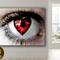 heart into eye wall art canvas, abstract red eye, surreal art, framed canvas art, modern surreal art, modern office, roo