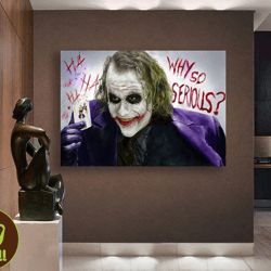 joker canvas wall art, heath ledger canvas, joker 2008 canvas, joker fan gift, modern wall decor, modern home decor, rea