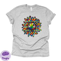 autism awareness tee, autism sunflower with ribbon design, premium unisex shirt,