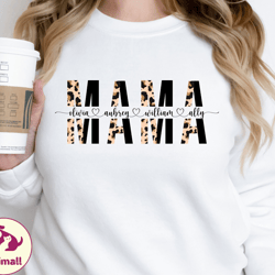 custom mama sweatshirt with kids names, leopard print personalized mom sweater, mothers day shirt, custom names mom swea