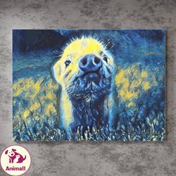 blue pig poster,piggy art print,cute nursery decor,cute piggy illustrations and whimsical farmhouse art,home office deco