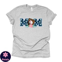baseball mom, cute baseball mom with glove and ball floral print design on premium bella  canvas unisex shirt,